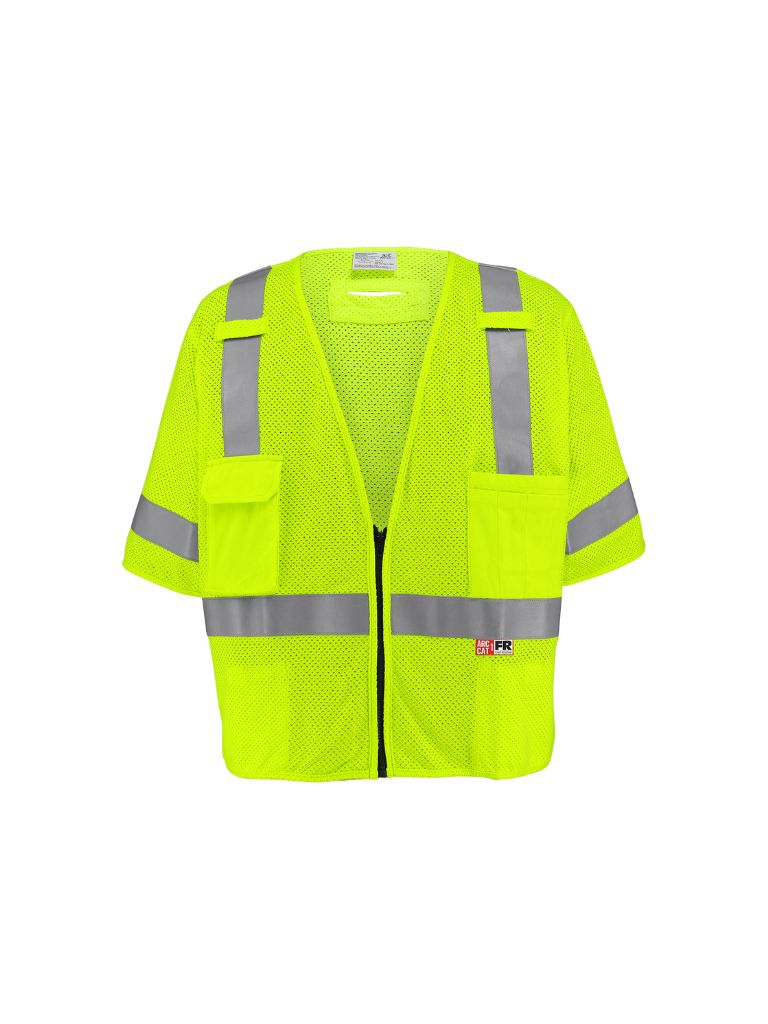 FrogWear® HV Flame-Resistant Surveyors Safety Vest with Sleeves - GLO-025FR