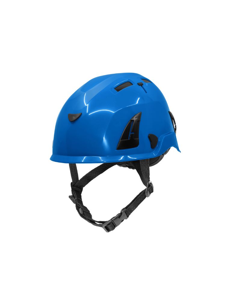 Bullhead Safety™ Head Protection Blue Type 2 Climbing Style Protective Helmet with Optional Venting, a Four-Point Chin Strap, and a Ratchet Suspension - HH-CH2-B